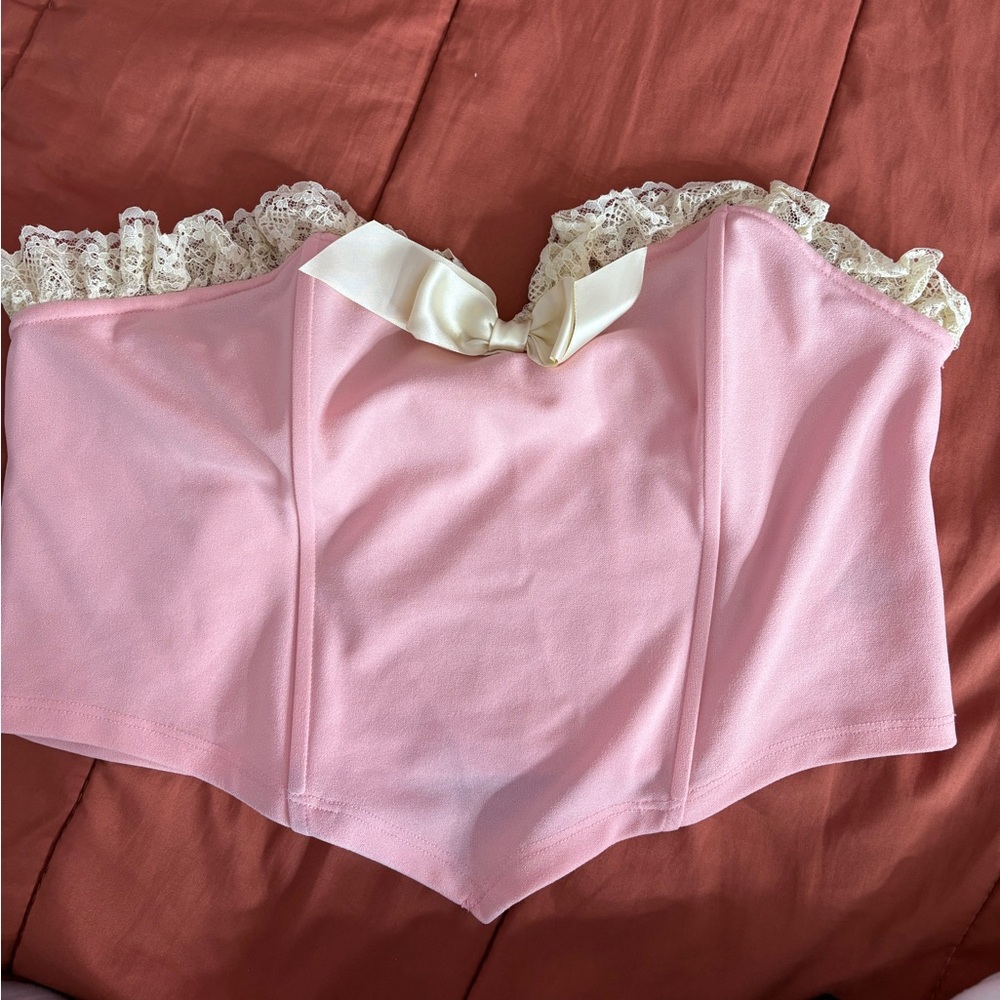 Pink & Black Bow Crop Tops
